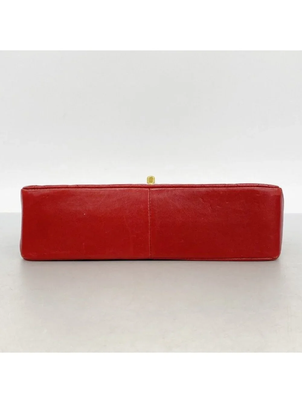 Chanel Shoulder Bag Quilted Lambskin Red Gold